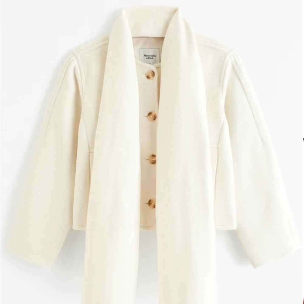 Abercrombie & Fitch Removable Scarf Double-Cloth Wool-Blend Jacket